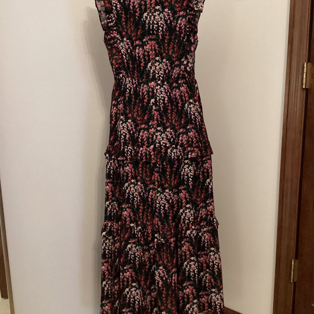 NEW! J CREW SLEEVELESS FLORAL PRINT RUFFLE TIER MAXI DRESS 10 BOHO WEDDING PARTY - Picture 3 of 3